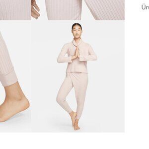 Nike Yoga Luxe Soft Ribbed High Rise Wide Leg Pink Nude Leggings Size 2X